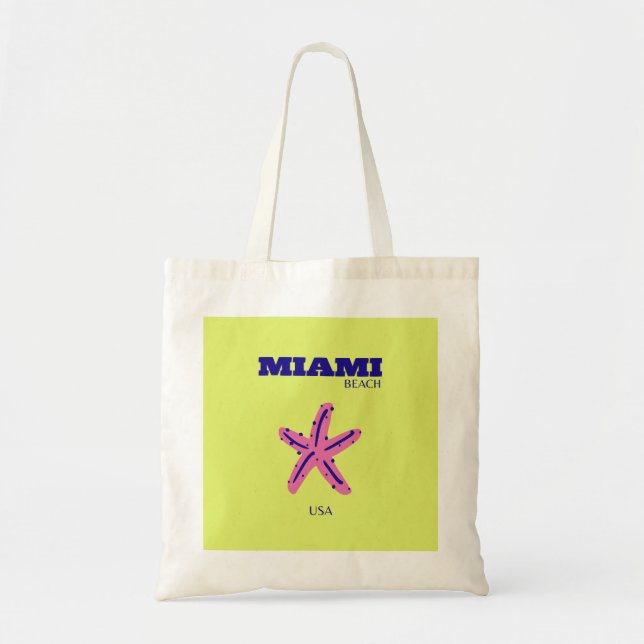 Bolso De Tela Miami, Miami Beach, Travel Art, Green (Frente)