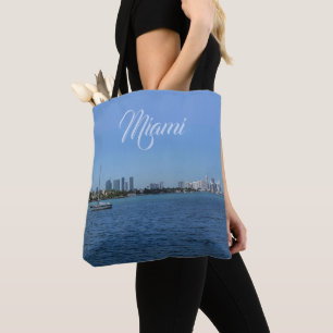 Bolso De Tela Miami Skyline (sin texto de personalizable)