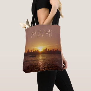 Bolso De Tela Miami Sunset Skyline (sin texto de personalizable)