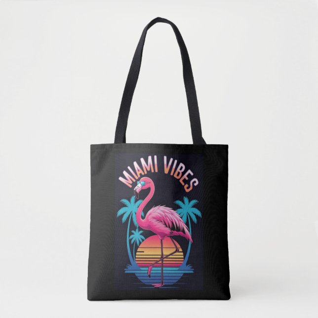 Bolso De Tela Miami Vibes Summer Flamingo Design-63454 (Anverso)