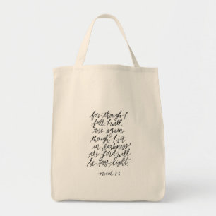 Bolso De Tela Micah 7:8 Biblia a mano Verse cita