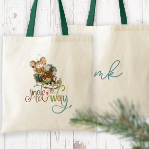 Bolso De Tela Mice Sleigh Inicia Jingle Todo El Camino Purpurina