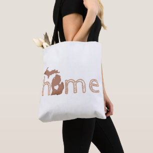 Bolso De Tela Michigan Copper State Silhouette con texto en casa