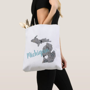Bolso De Tela Michigan El Estado Mitten Con Corazón