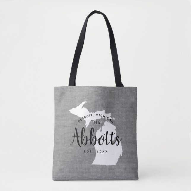 Bolso De Tela Michigan Family Monogram State Tote Bag (Anverso)