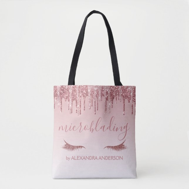 Bolso De Tela Microblando Rosa Gold y Purpurina Sparkle (Anverso)