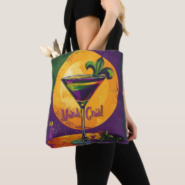 Bolso De Tela Mid Century Mardi Gras Sunset Fleur De Lis Martini