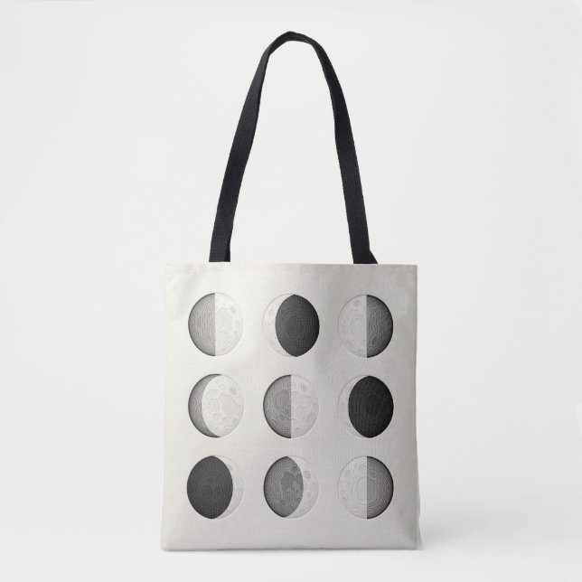 Bolso De Tela Mid-Century Modern Moon Phases Poster | Bauhaus  (Anverso)