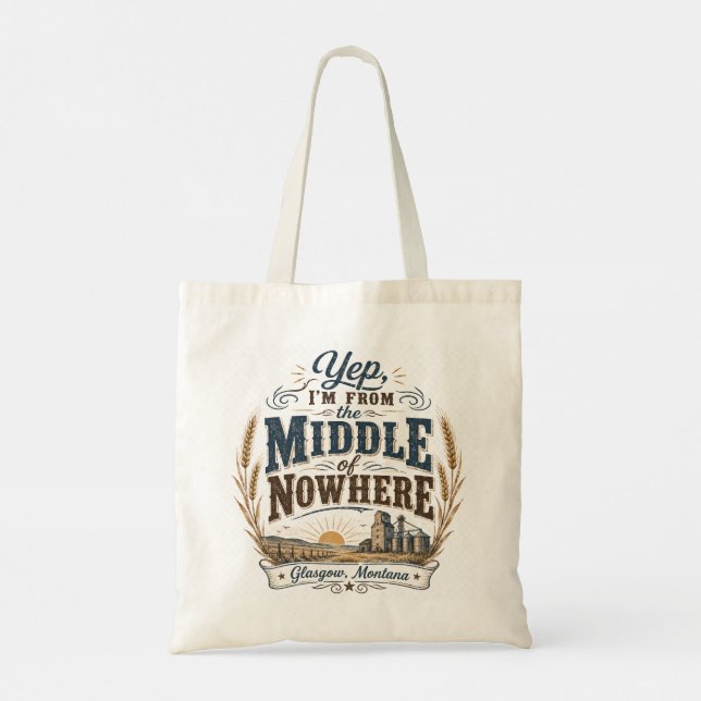 Bolso De Tela Middle of Nowhere Glasgow Montana Rústico  (Reverso)