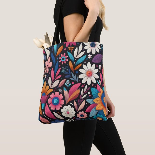 Bolso De Tela MIdnight Garden Shoulder Tote y Crossbody (Detalle)