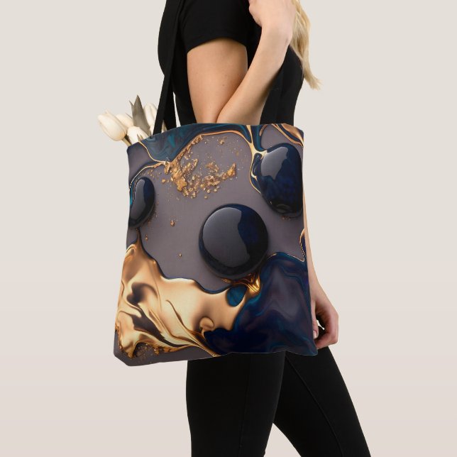 Bolso De Tela Midnight Gold Liquid Marble (Detalle)