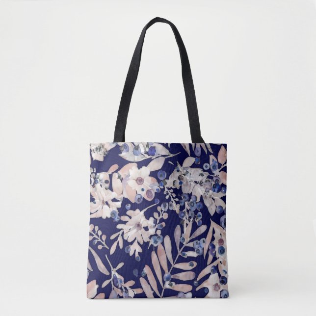 Bolso De Tela Midnight Indigo Eucalyptus & Blueberry Botanical (Anverso)