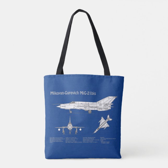 Bolso De Tela MiG-21 bis - Planes de diseño aéreo ABD (Reverso)