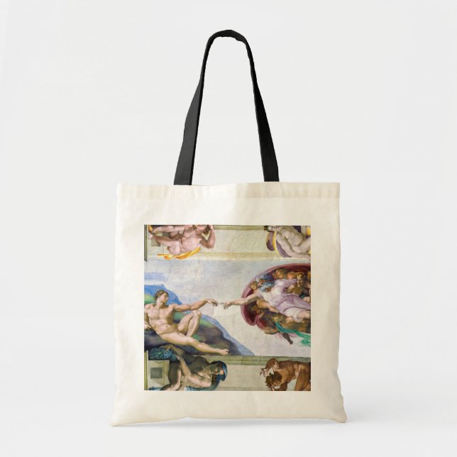 Bolso De Tela Miguel Ángel - Creación de Adán, Capilla Sixtina (Frente)