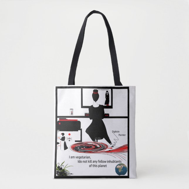 Bolso De Tela Mijn profiel tekening op tas (Anverso)