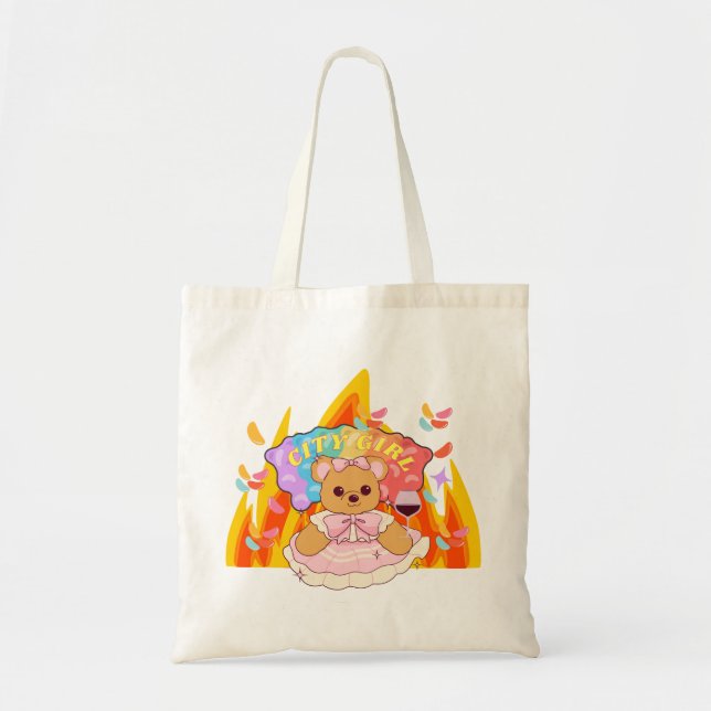 Bolso De Tela Mikitiez verano osito de peluche gelatina fuego de (Frente)