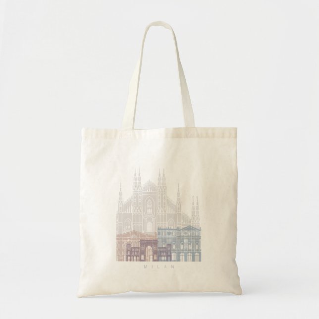 BOLSO DE TELA MILAN SKYLINE POSTER PASTEL (Frente)