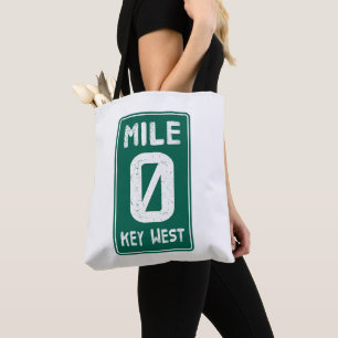 Bolso De Tela Mile 0 Key West Florida Vintage Road Rótulo