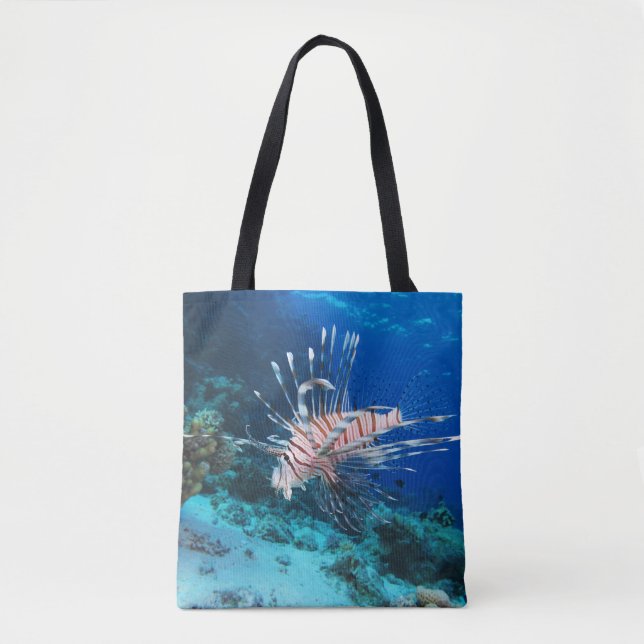 Bolso De Tela Millas de Lionfish o Pterois, peces de arrecifes o (Anverso)
