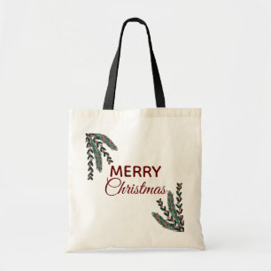 Bolso De Tela Mimbre de Navidad moderno y alegre muérdago