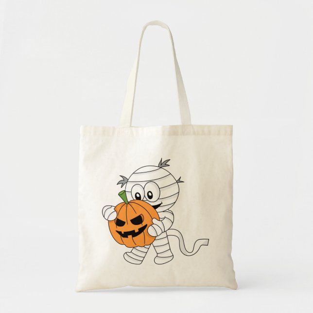 Bolso De Tela Mímica de Personalizado Naranja con calabaza (Frente)
