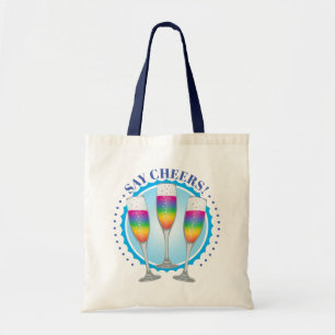 Bolso De Tela Mimosa Rainbow Champagne Glasses Toghe Bag