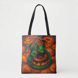 Bolso De Tela Mini Dragón verde lindo y arte de fantasía de donu