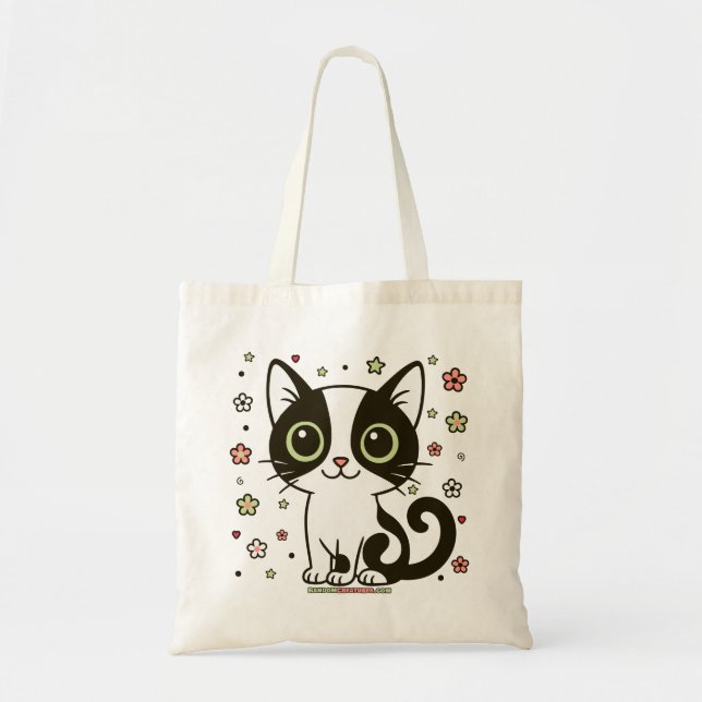 Bolso De Tela Mini gato floral moo (Frente)