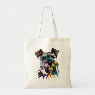 Bolso De Tela Mini Minimiza Schnauzer Face Colorous Dog Art Bla
