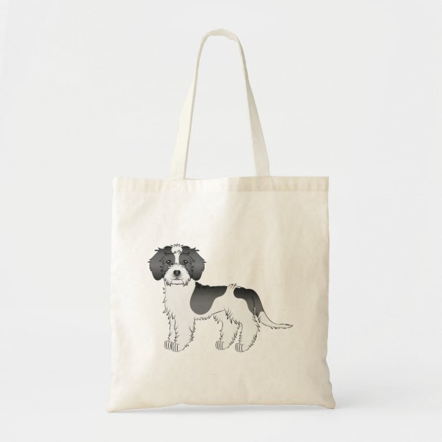 Bolso De Tela Mini perro caricaturista dordendoodle de color neg (Frente)