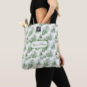 Bolso De Tela MINI SCHNAUZER Terrier Toile Verde con nombre pers