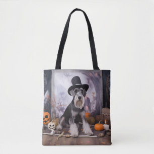 Bolso De Tela Miniatura Schnauzer Calabazas Halloween Aterradora