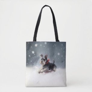 Bolso De Tela Miniatura Schnauzer Navidad nieve invierno