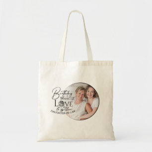 Bolso De Tela Mínima Caligrafía Foto Cumpleaños Nuera