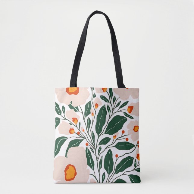 Bolso De Tela Minimal Floral Botanical Pattern Tote Bag (Anverso)