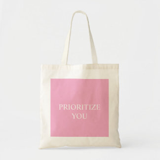 Bolso De Tela Minimal Prioritize You Quote Dusty Rose Pink