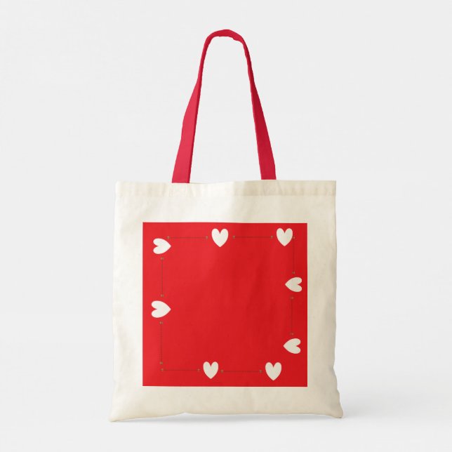 Bolso De Tela Minimal Red Heart Tote Bag – Cute Love Design (Reverso)