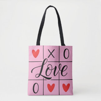 Bolso De Tela Minimal Red Hearts Love Tote Bag