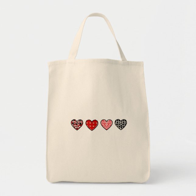 Bolso De Tela minimal valentine hearts / “cute love pattern” (Frente)