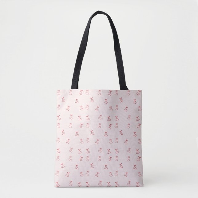 Bolso De Tela Minimalismo de contorno de cereza (Anverso)
