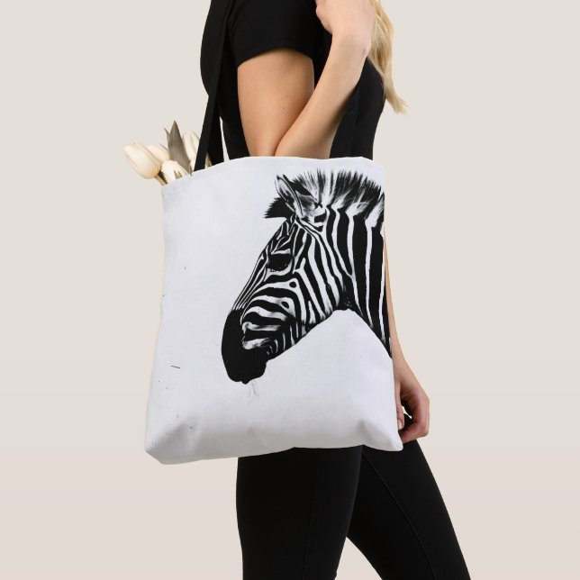 Bolso De Tela Minimalismo monocromático cebra (Detalle)