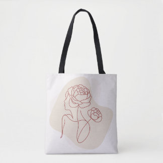 Bolso De Tela Minimalist Abstract Floral Line Art