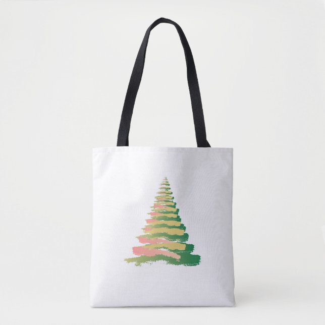Bolso De Tela Minimalist Brushstroke Christmas Tree (Anverso)