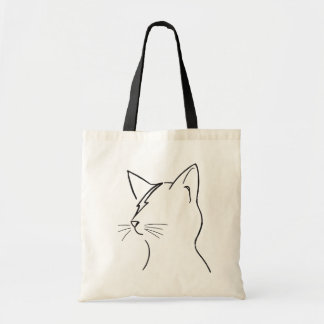 Bolso De Tela Minimalist Cat Lightning Bolt Line Art Modern Simp