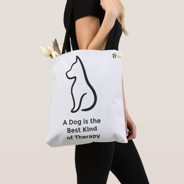 Bolso De Tela Minimalist Dog Line Art Tote Bag - Cute Custom Pet (Detalle)