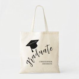 Bolso De Tela Minimalist Grad Cap Black & White Graduation