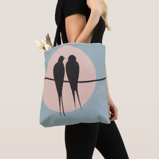 Bolso De Tela Minimalist Lovebirds on a Wire 