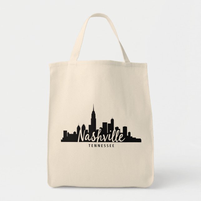 Bolso De Tela Minimalist Nashville Skyline, Tennessee City   (Frente)