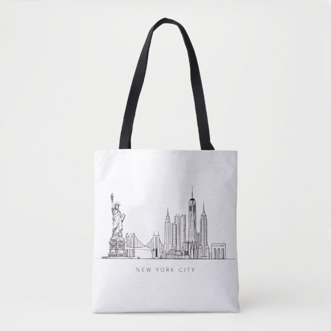 Bolso De Tela Minimalist New York City Skyline Line Art (Anverso)