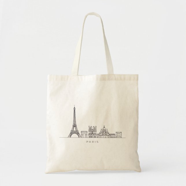 Bolso De Tela Minimalist Paris Skyline Line Art (Frente)